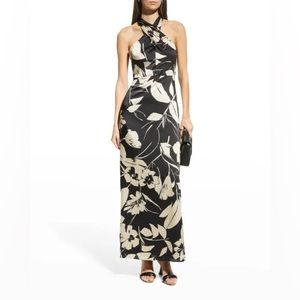 Milly Black and Gold cross neck Maxi Gown Size 4